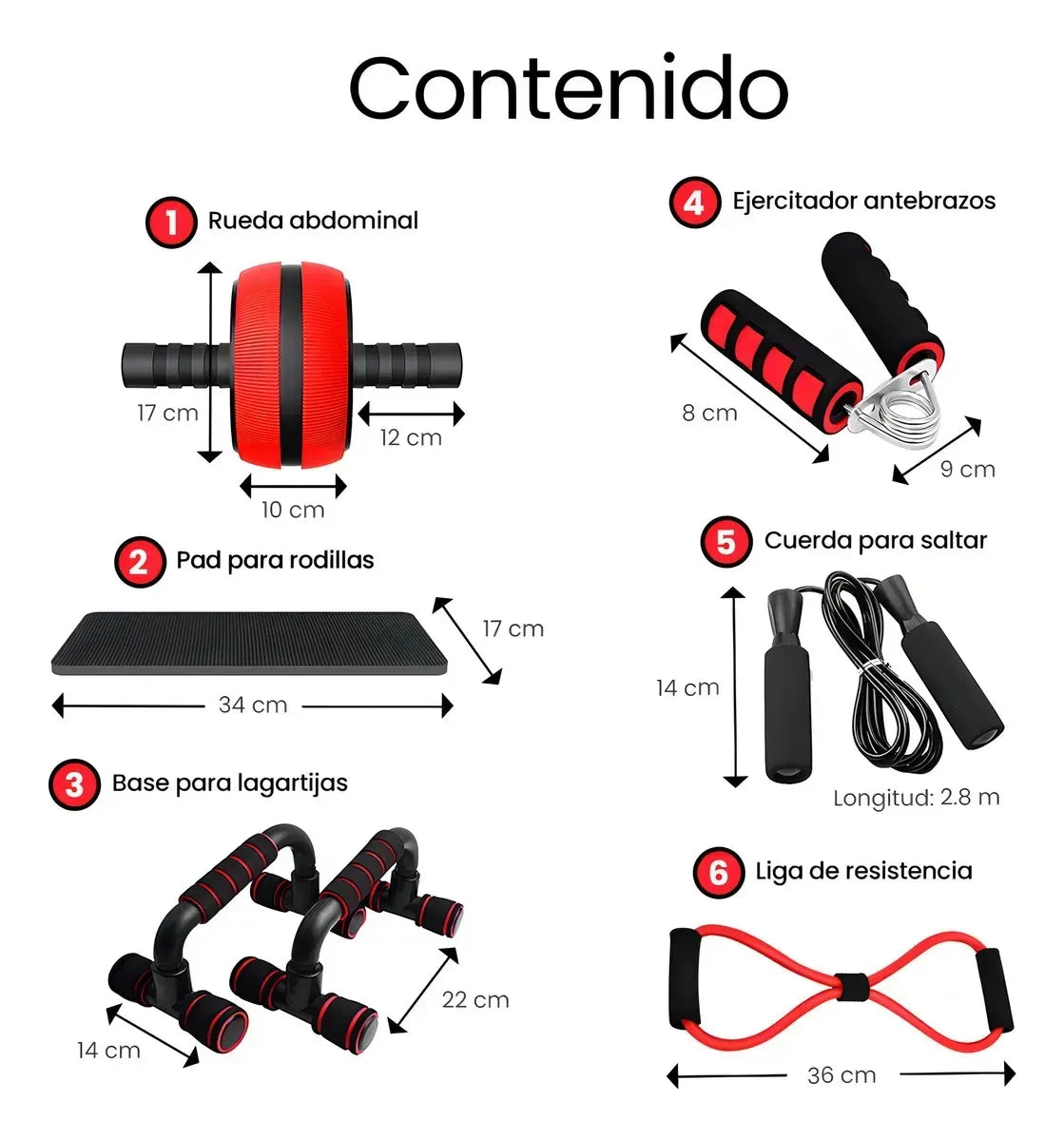 💪 Set de flexiones con rueda deportivo Multifuncional 6 en 1