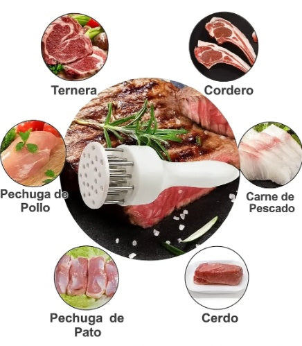 Ablandador de carne con aguja de acero inoxidable