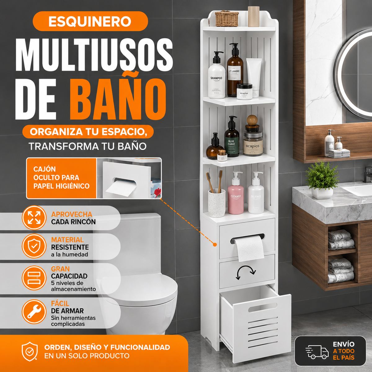 😍✨MUEBLE ORGANIZADOR ESQUINERO PARA BAÑO