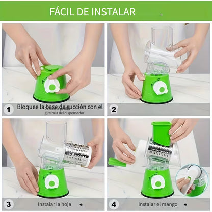 🥕 Molino Rallador Picatodo Giratorio Multifuncional 3 en 1